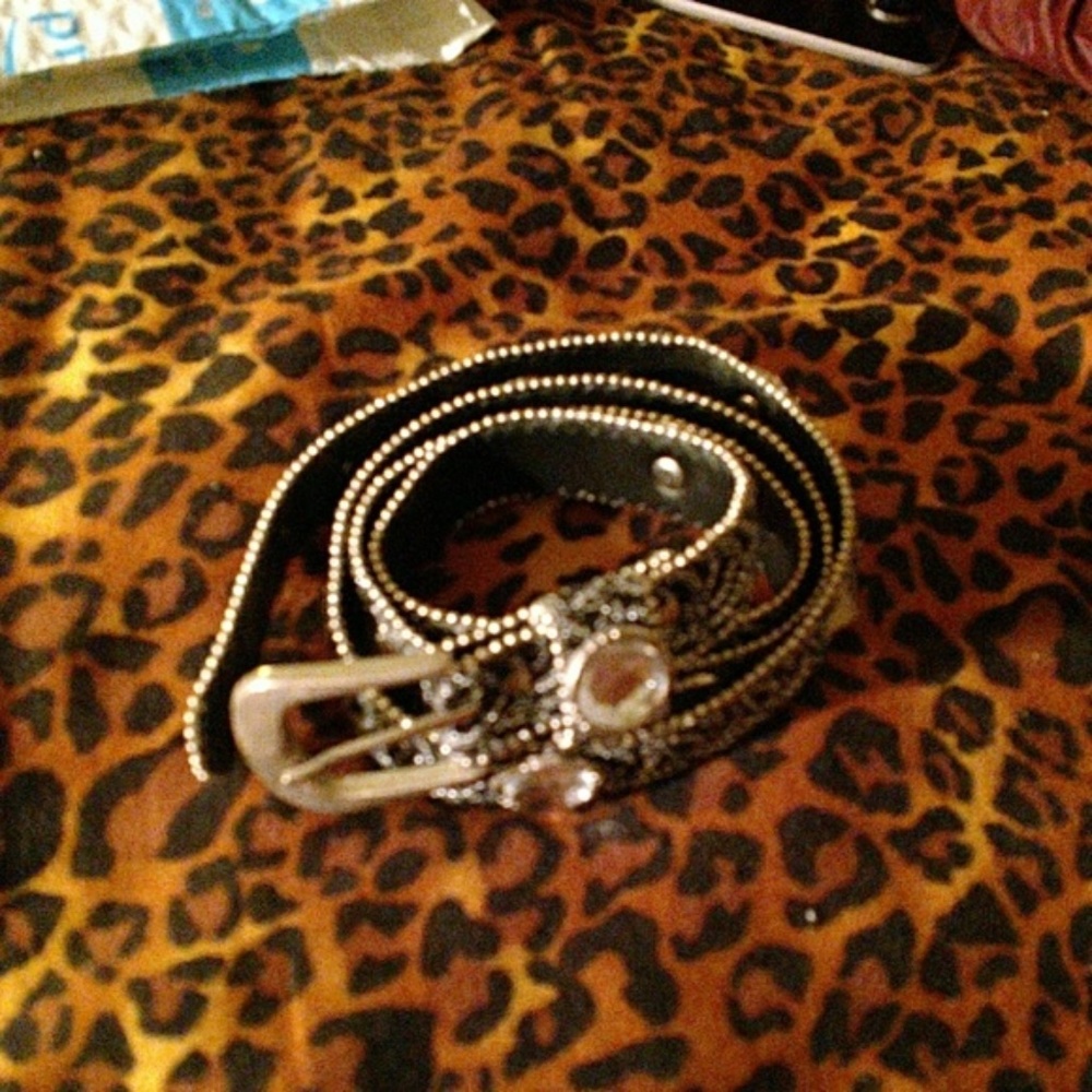 womens silver tone buckle belt size xl with bling
